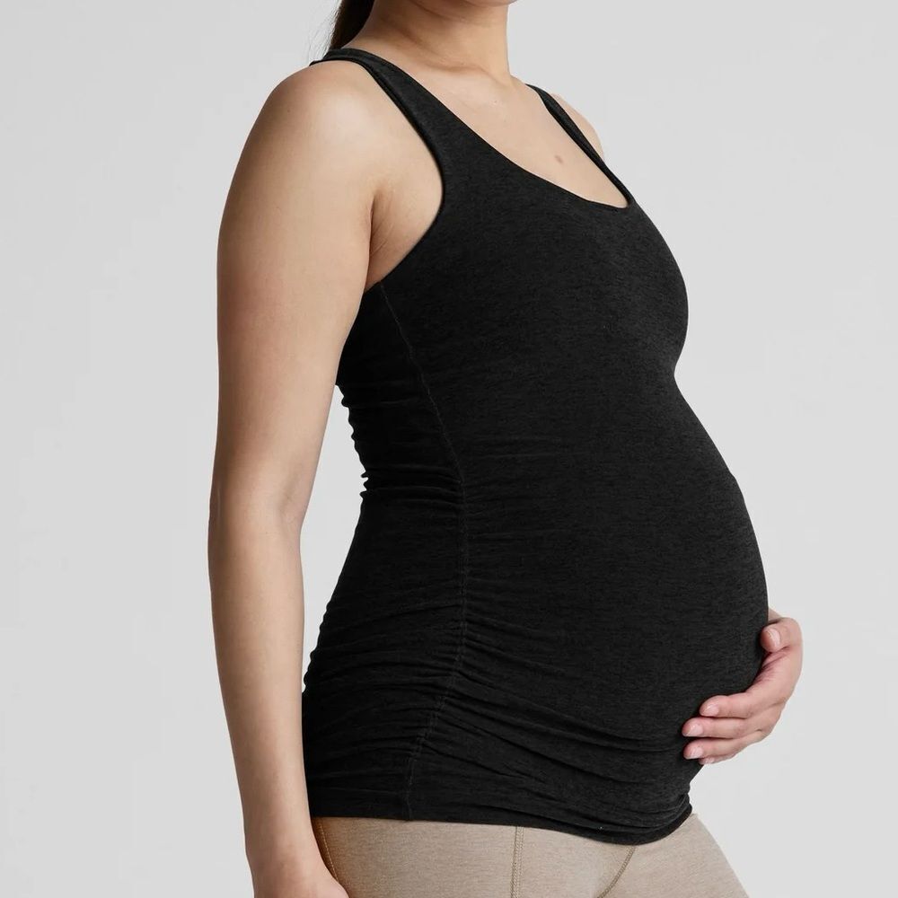 Beyond the Bump Black Square Neck Ribbed Maternity Tank Top